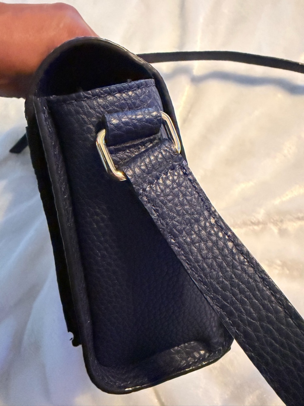 kate spade pebbled navy leather crossbody with bow detail - Picture 9 of 16
